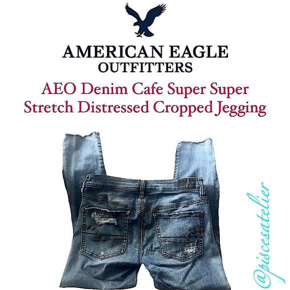American Eagle AEO Denim Cafe Super Super Stretch Distressed Cropped Jegging, 8 - Picture 6 of 14